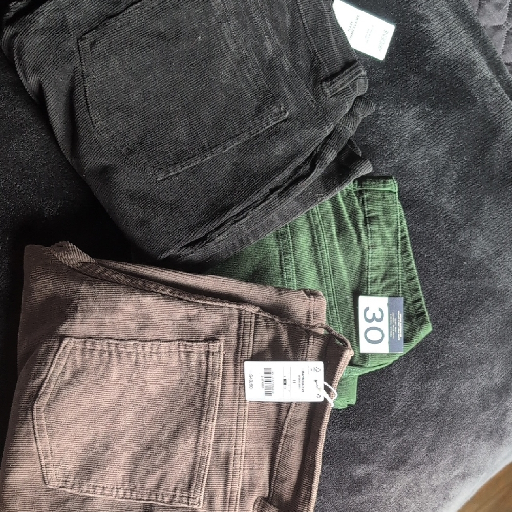 Corduroy High-Waist Pants in Green, Brown, and Black